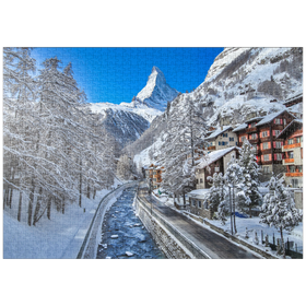 Darstellung des Puzzle-Motivs Das Bergdorf Zermatt in der Schweiz, Das Matterhorn – Puzzleteile: 1000
