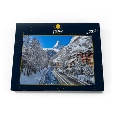 Das Bergdorf Zermatt in der Schweiz, Das Matterhorn, Alpenfluss. 200 Puzzle Schachtel Ansicht3