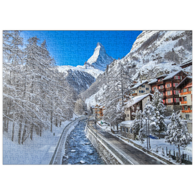 Darstellung des Puzzle-Motivs Das Bergdorf Zermatt in der Schweiz, Das Matterhorn – Puzzleteile: 500