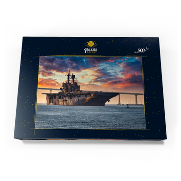 Ein Schiff der US-Marine verlässt die Bucht von San Diego und fährt in den Pazifischen Ozean. 500 Puzzle Schachtel Ansicht3