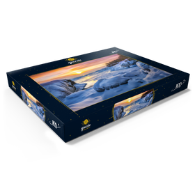 Darstellung des Puzzle Motivs Gefrorener Lake Superior Sonnenaufgang am Presque Isle Park, Michigan - Puzzleteile: 100