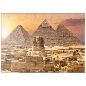 Darstellung des Puzzle-Motivs Die Sphinx und die Pyramiden, Gizeh, Ägypten – Puzzleteile: 100