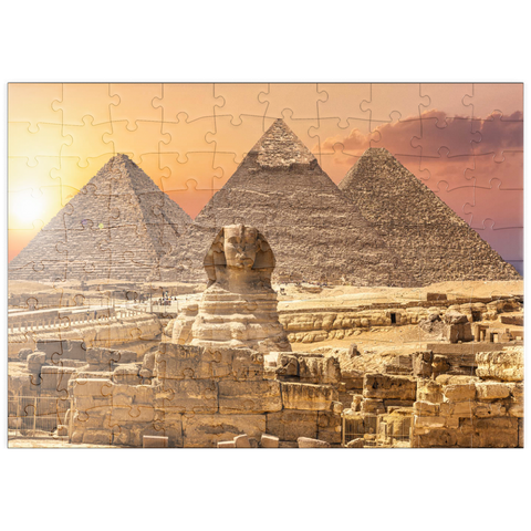 puzzleplate Die Sphinx und die Piramiden, berühmtes Weltwunder, Giza, Ägypten 100 Puzzle