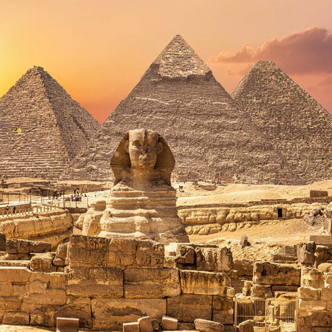 Die Sphinx und die Piramiden, berühmtes Weltwunder, Giza, Ägypten 100 Puzzle 3D Modell