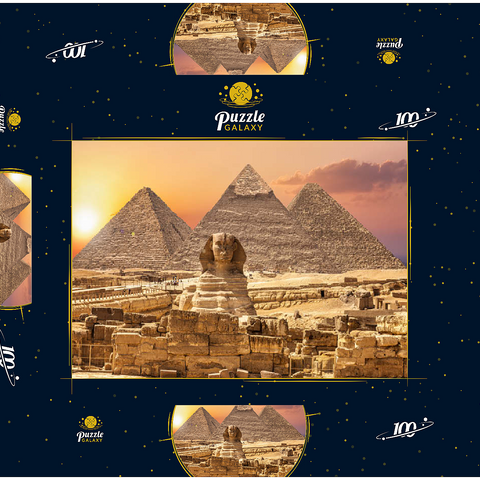 Die Sphinx und die Piramiden, berühmtes Weltwunder, Giza, Ägypten 100 Puzzle Schachtel 3D Modell
