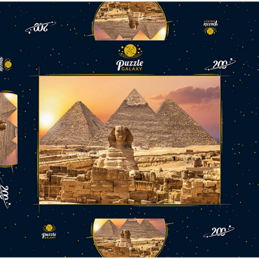 Die Sphinx und die Piramiden, berühmtes Weltwunder, Giza, Ägypten 200 Puzzle Schachtel 3D Modell