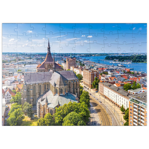 puzzleplate Rostock, Deutschland: Luftbild von Rostock, Deutschland an sonnigen Sommertagen. 100 Puzzle