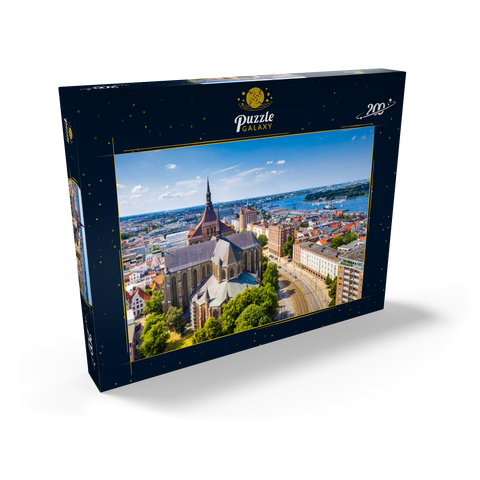 Rostock, Deutschland: Luftbild von Rostock, Deutschland an sonnigen Sommertagen. 200 Puzzle Schachtel Ansicht2