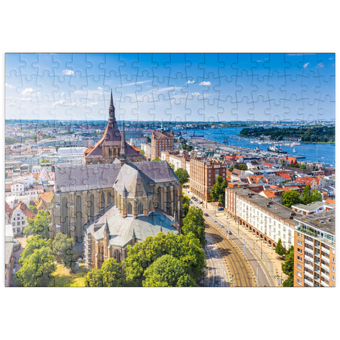 puzzleplate Rostock, Deutschland: Luftbild von Rostock, Deutschland an sonnigen Sommertagen. 200 Puzzle