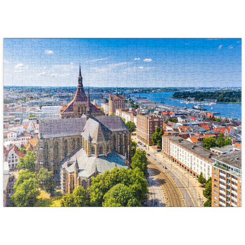 puzzleplate Rostock, Deutschland: Luftbild von Rostock, Deutschland an sonnigen Sommertagen. 500 Puzzle