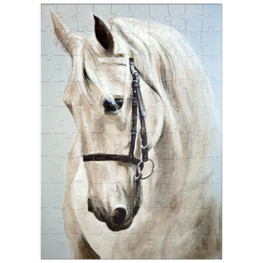 puzzleplate Kopf im Profil ein weißes Pferd. Ölmalerei 100 Puzzle