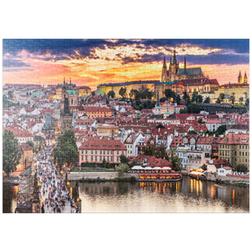 Darstellung des Puzzle-Motivs Prag bei Sonnenuntergang - Tschechische Republik – Puzzleteile: 1000