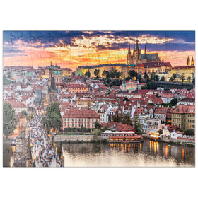 Darstellung des Puzzle-Motivs Prag bei Sonnenuntergang - Tschechische Republik – Puzzleteile: 200