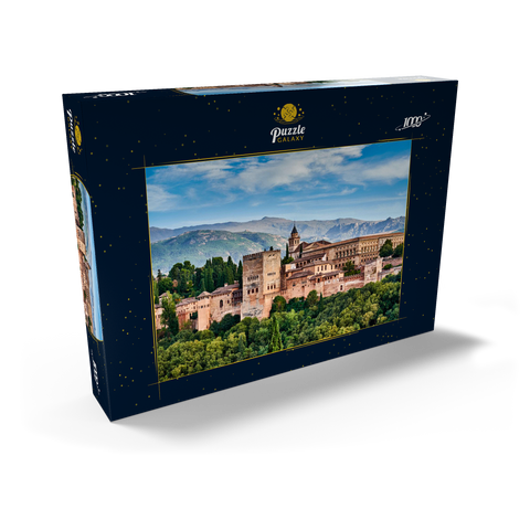 Alte arabische Festung Alhambra zur schönen Abendzeit, Granada, Spanien, europäisches Reisezeichen 1000 Puzzle Schachtel Ansicht2