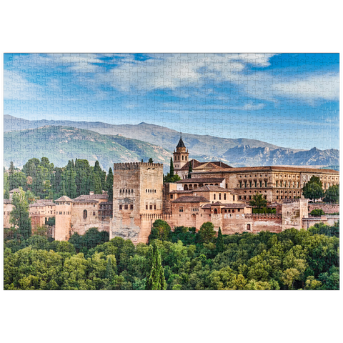puzzleplate Alte arabische Festung Alhambra zur schönen Abendzeit, Granada, Spanien, europäisches Reisezeichen 1000 Puzzle