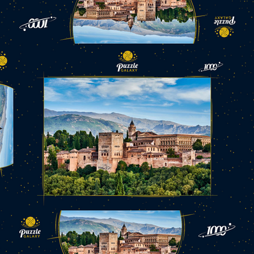 Alte arabische Festung Alhambra zur schönen Abendzeit, Granada, Spanien, europäisches Reisezeichen 1000 Puzzle Schachtel 3D Modell
