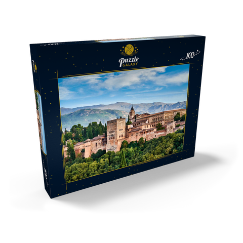 Alte arabische Festung Alhambra zur schönen Abendzeit, Granada, Spanien, europäisches Reisezeichen 100 Puzzle Schachtel Ansicht2