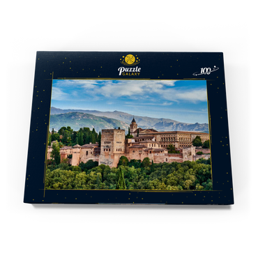 Alte arabische Festung Alhambra zur schönen Abendzeit, Granada, Spanien, europäisches Reisezeichen 100 Puzzle Schachtel Ansicht3