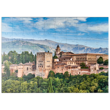 puzzleplate Alte arabische Festung Alhambra zur schönen Abendzeit, Granada, Spanien, europäisches Reisezeichen 100 Puzzle