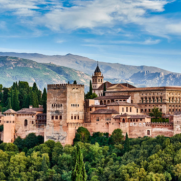 Alte arabische Festung Alhambra zur schönen Abendzeit, Granada, Spanien, europäisches Reisezeichen 100 Puzzle 3D Modell
