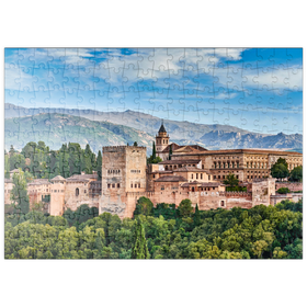 Darstellung des Puzzle Motivs Alte arabische Festung Alhambra zur schönen Abendzeit, Granada, Spanien - Puzzleteile: 200