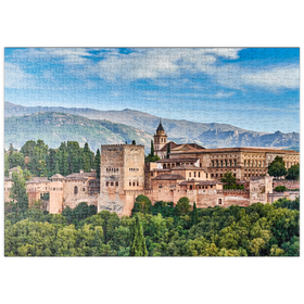 Darstellung des Puzzle-Motivs Alte arabische Festung Alhambra zur schönen Abendzeit, Granada, Spanien – Puzzleteile: 500