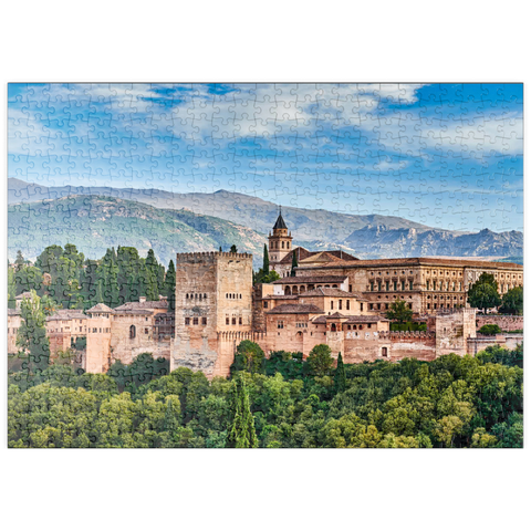 puzzleplate Alte arabische Festung Alhambra zur schönen Abendzeit, Granada, Spanien, europäisches Reisezeichen 500 Puzzle