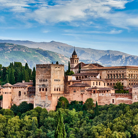 Alte arabische Festung Alhambra zur schönen Abendzeit, Granada, Spanien, europäisches Reisezeichen 500 Puzzle 3D Modell