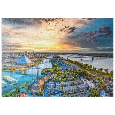 puzzleplate Memphis Tennessee TN Downtown Drone Skyline Luftbild. 500 Puzzle