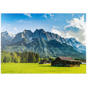 Darstellung des Puzzle-Motivs Die Zugspitze an einem sonnigen Sommertag – Puzzleteile: 1000