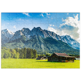 Darstellung des Puzzle Motivs Die Zugspitze an einem sonnigen Sommertag - Puzzleteile: 100