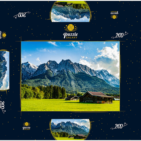Die Zugspitze, von Grainau/Garmisch-Partenkirchen aus gesehen, an einem sonnigen Sommertag 200 Puzzle Schachtel 3D Modell