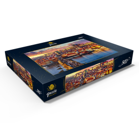 Darstellung des Puzzle Motivs Panoramaaussicht auf Karlsbrücke, Prager Burg und Fluss Moldau - Puzzleteile: 500