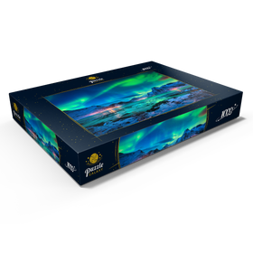 Darstellung des Puzzle Motivs Nordlichter (Aurora borealis) auf den Lofoten-Inseln, Norwegen - Puzzleteile: 1000
