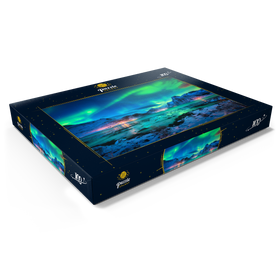 Darstellung des Puzzle Motivs Nordlichter (Aurora borealis) auf den Lofoten-Inseln, Norwegen - Puzzleteile: 100
