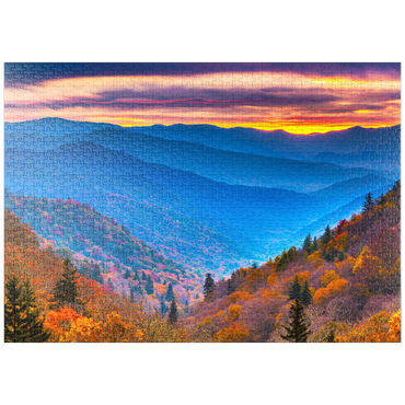 puzzleplate Smoky Mountains National Park, Tennessee, USA Herbstlandschaft bei Morgengrauen. 1000 Puzzle