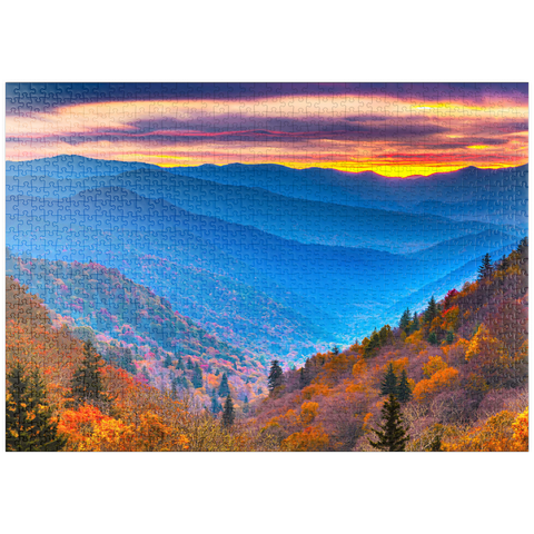 puzzleplate Smoky Mountains National Park, Tennessee, USA Herbstlandschaft bei Morgengrauen. 1000 Puzzle