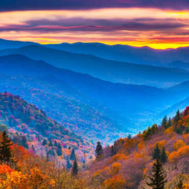 Smoky Mountains National Park, Tennessee, USA Herbstlandschaft bei Morgengrauen. 1000 Puzzle 3D Modell