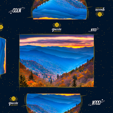 Smoky Mountains National Park, Tennessee, USA Herbstlandschaft bei Morgengrauen. 1000 Puzzle Schachtel 3D Modell
