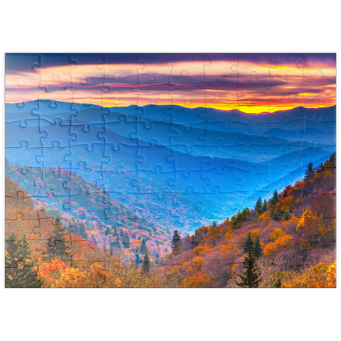 puzzleplate Smoky Mountains National Park, Tennessee, USA Herbstlandschaft bei Morgengrauen. 100 Puzzle