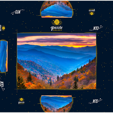 Smoky Mountains National Park, Tennessee, USA Herbstlandschaft bei Morgengrauen. 100 Puzzle Schachtel 3D Modell