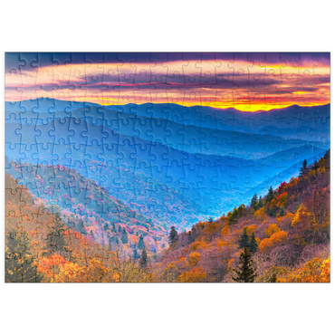 puzzleplate Smoky Mountains National Park, Tennessee, USA Herbstlandschaft bei Morgengrauen. 200 Puzzle