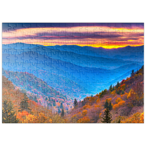 puzzleplate Smoky Mountains National Park, Tennessee, USA Herbstlandschaft bei Morgengrauen. 200 Puzzle