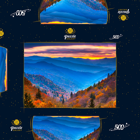 Smoky Mountains National Park, Tennessee, USA Herbstlandschaft bei Morgengrauen. 500 Puzzle Schachtel 3D Modell