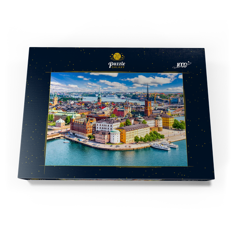 Stockholmer Altstadt (Gamla Stan) Stadtlandschaft von Rathausplatz, Schweden 1000 Puzzle Schachtel Ansicht3