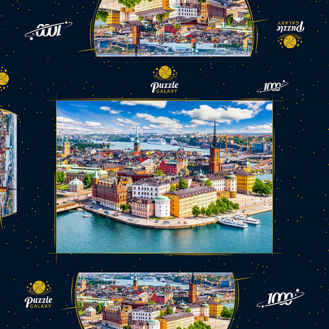 Stockholmer Altstadt (Gamla Stan) Stadtlandschaft von Rathausplatz, Schweden 1000 Puzzle Schachtel 3D Modell