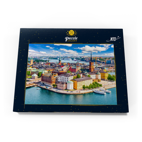 Stockholmer Altstadt (Gamla Stan) Stadtlandschaft von Rathausplatz, Schweden 100 Puzzle Schachtel Ansicht3