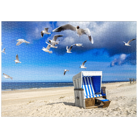Darstellung des Puzzle-Motivs Strandkorb in Westerland, Sylt, Deutschland – Puzzleteile: 1000