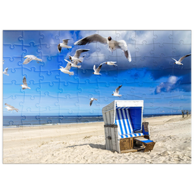 Darstellung des Puzzle-Motivs Strandkorb in Westerland, Sylt, Deutschland – Puzzleteile: 100