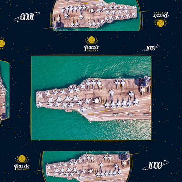 Draufsicht Flugzeugträger segeln auf dem Ozean 1000 Puzzle Schachtel 3D Modell